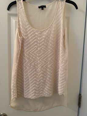 The Limited Ivory Chevron Scoop Neck Tank
